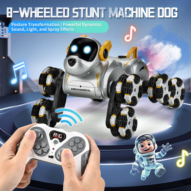 Remote & Watch Control Stunt Spray 8-Wheels Robot Dog